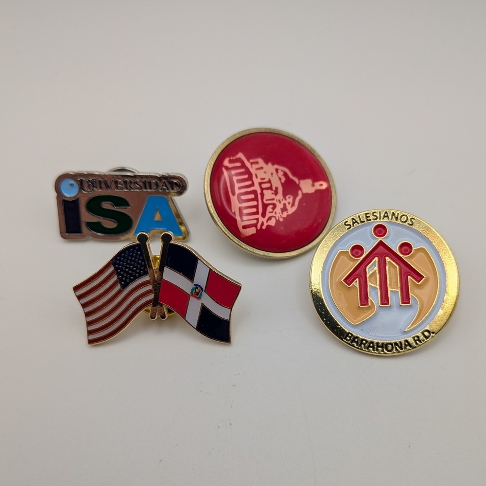 Dominican Republic Lapel Pin Lot Universidad ISA Salesianos Barahona US Flag 4pc